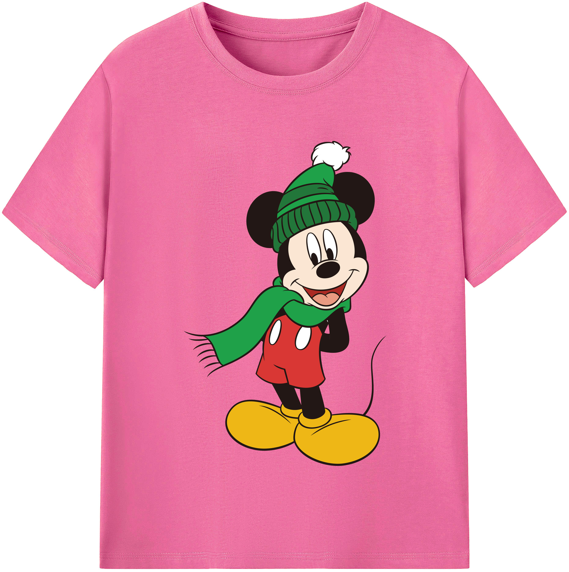（画像用） ミッキーマウス Mickey Mouse レディースカジュアルプリントTシャツ（綿100％）